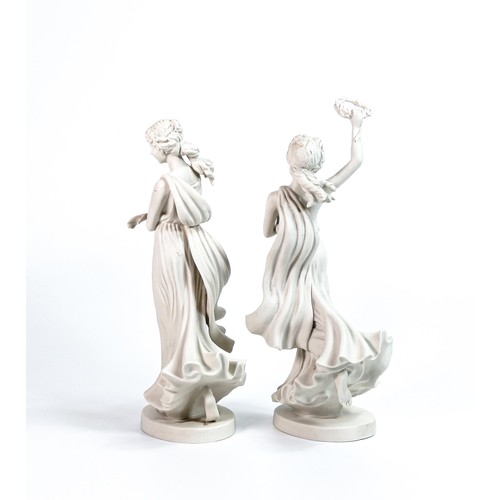 661 - Two Wedgwood Parian Dancing Hours theme figures, height 24cm (2)