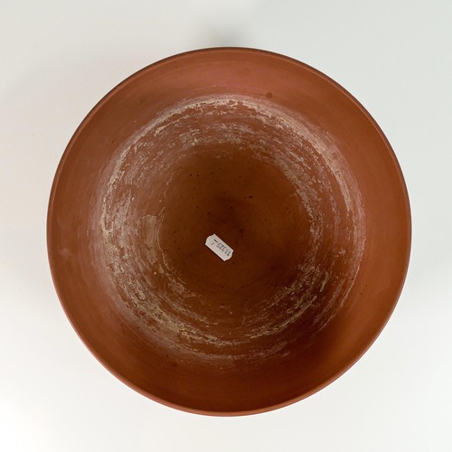 665 - Wedgwood black on terracotta footed Acanthus leaf bowl, some lime scale staining to inside, diameter... 