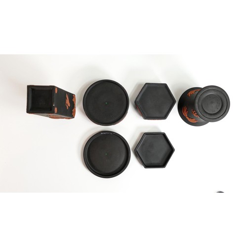 668 - A collection of Wedgwood black Basalt & terracotta Egyptian design small items. (4)