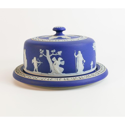 671 - Wedgwood dip blue cheese dish & cover, diameter of plate 23.5cm, height 12cm