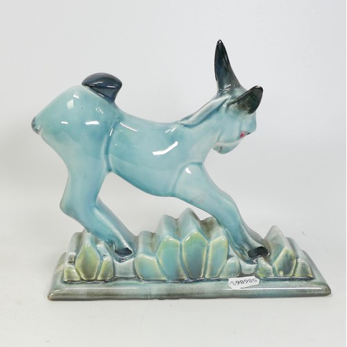 688 - Beswick blue gloss model of a donkey on base 369. Height 20.5cm underglaze paint loss to one corner.... 