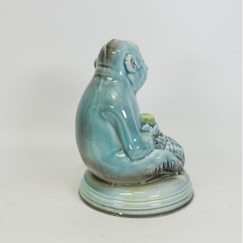 732 - Beswick early blue glazed monkey on base 397