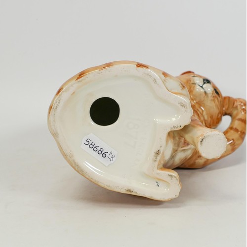 738 - Beswick cat scratching it's ear 1877 in ginger Swiss roll colourway.