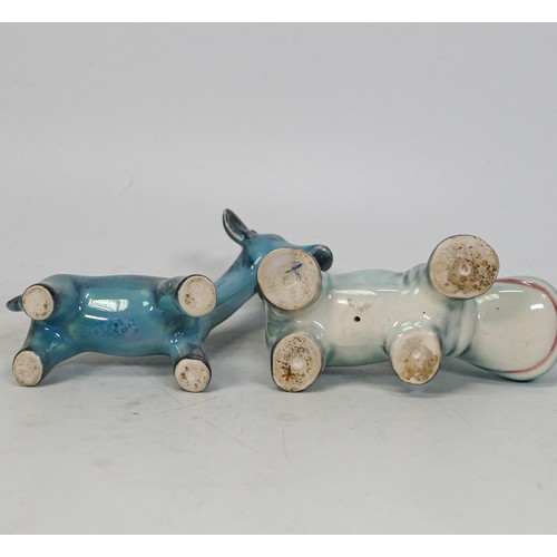 748 - Beswick small blue glazed hippo & giraffe (2)