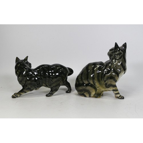 765 - Beswick cat, seated and grey striped 1435 & 1438 (2)