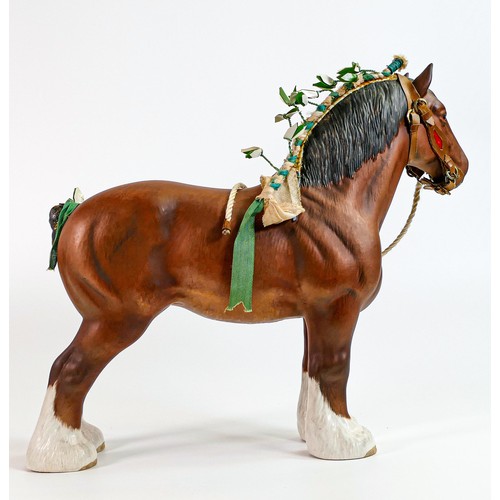 799 - Beswick matt glazed large heavy horse Burnham Beauty 2309. With additional reigns and ribbons by ven... 