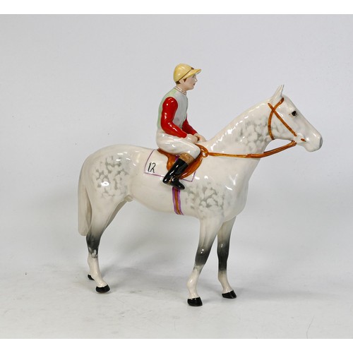 822 - Beswick jockey on grey horse 1862, restored front leg