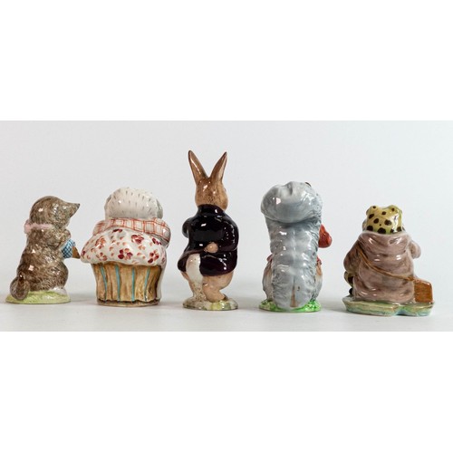 864 - Beswick Beatrix Potter BP2a figures Mrs Tiggy Winkle (diagonal stripes), Jeremy Fisher (spotted legs... 