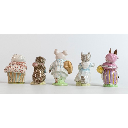 865 - Beswick Beatrix Potter BP2a figures Mrs Rabbit, Miss Moppet (striped cat), Little Pig Robinson (stri... 