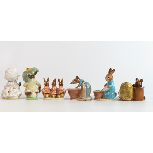 867 - Beswick Beatrix Potter BP2a figures Cecily Parsley, Hunca Munca, Benjamin Bunny, Anna Maria, Lady Mo... 