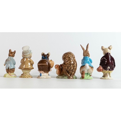 869 - Beswick Beatrix Potter BP2a figures Appley Dapply, Amiable Guinea Pig, Johnny Townmouse, Old Mr Brow... 