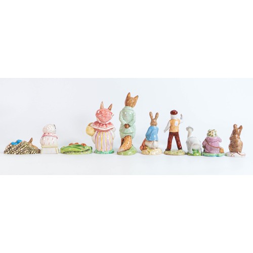 875 - Ten Royal Albert Beatrix Potter figures to include large Foxy Whiskered Gentleman, large Mrs Rabbit,... 