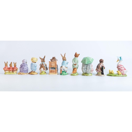 880 - Beswick and RoyalAlbert Beatrix Potter figures of Lady Mouse, Goody and Timmy
Tiptoes, Jemima and he... 