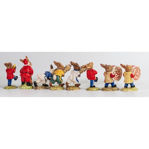 915 - Royal Doulton Bunnykins figures consisting of Santa, Touchdown, Olympic
(Australian), Olympic, Drum ... 