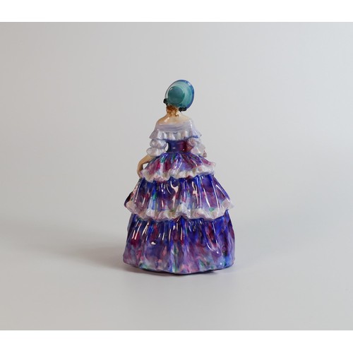 987 - Royal Doulton early figure Irene HN1952 in purple colourway, dated 1942. Good restoration to base.