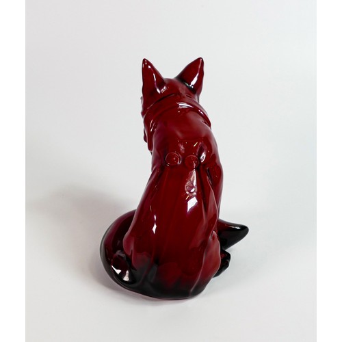 1066 - Rare Royal Doulton Flambe model of seated huntsman fox, impressed date for 1930, h.15cm, 4cm hairlin... 