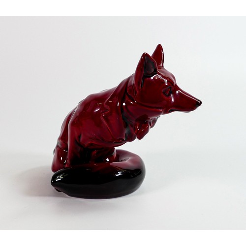 1066 - Rare Royal Doulton Flambe model of seated huntsman fox, impressed date for 1930, h.15cm, 4cm hairlin... 