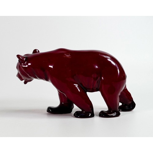 1067 - Royal Doulton Flambe model of a polar bear, impressed date for 1928, L23.5cm, Hairline cracks from b... 