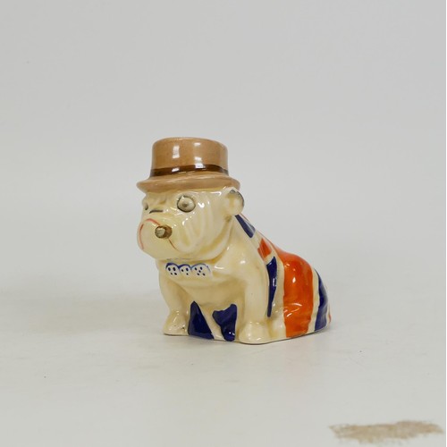 1078 - Rare Royal Doulton model of a seated Derby Bulldog. Miniature sized Bulldog draped with union jack w... 