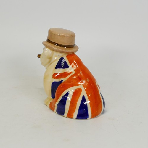 1078 - Rare Royal Doulton model of a seated Derby Bulldog. Miniature sized Bulldog draped with union jack w... 