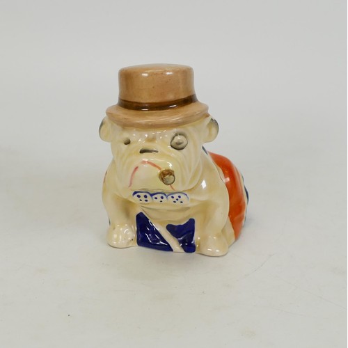 1078 - Rare Royal Doulton model of a seated Derby Bulldog. Miniature sized Bulldog draped with union jack w... 