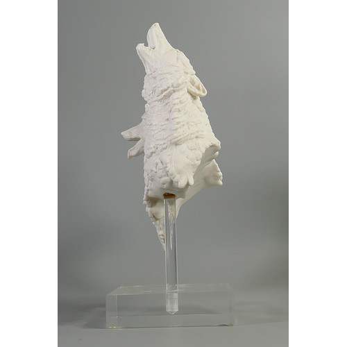 1083 - Royal Doulton Parian figure of Howling Wolves with stand, limited edition from the Art is Life serie... 