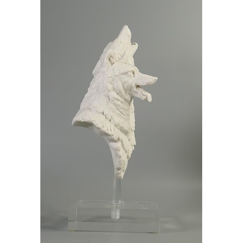 1083 - Royal Doulton Parian figure of Howling Wolves with stand, limited edition from the Art is Life serie... 