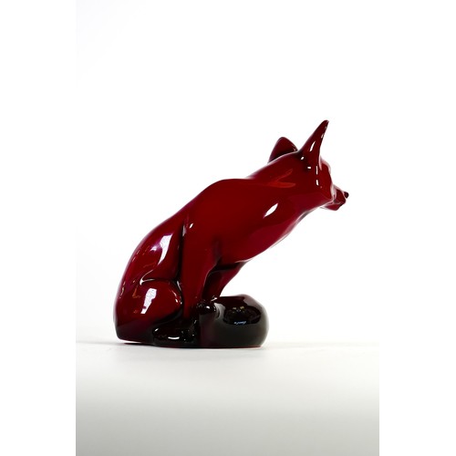 1094 - Royal Doulton Flambe model of a seated fox, rarer medium version, h.15cm.