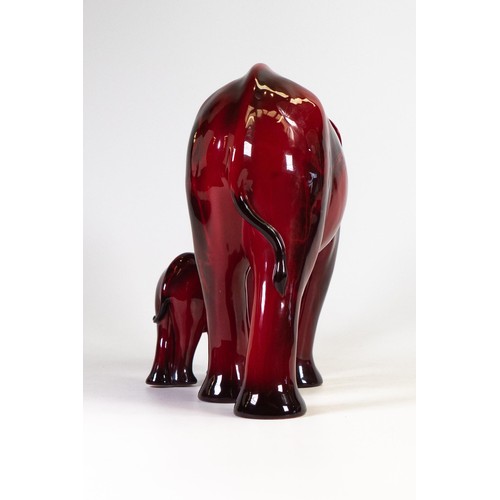 1095 - Royal Doulton large Flambe model of an elephant and young 