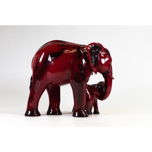 1095 - Royal Doulton large Flambe model of an elephant and young 