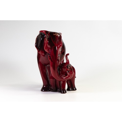 1095 - Royal Doulton large Flambe model of an elephant and young 