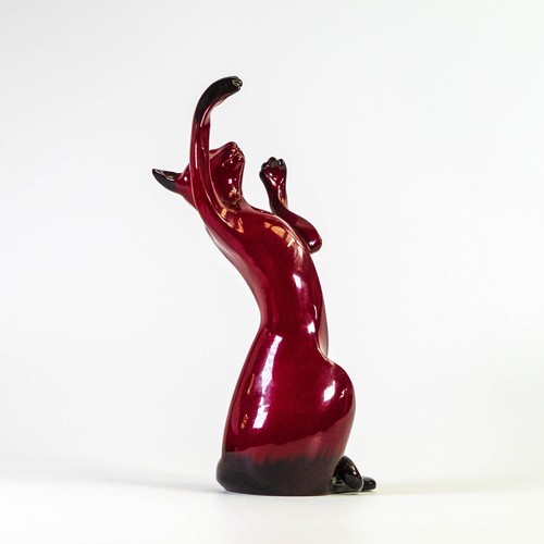 1101 - Royal Doulton Flambe cat figure Shadow Play, height 25.5cm