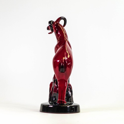 1102 - Royal Doulton Flambe Capricorn Mountain goat figure, height 25cm