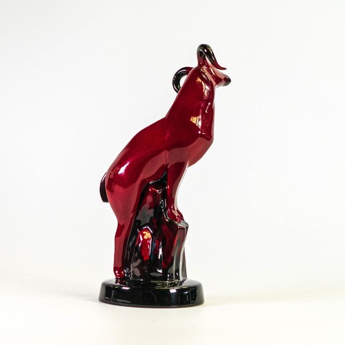 1102 - Royal Doulton Flambe Capricorn Mountain goat figure, height 25cm