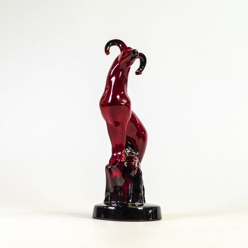 1102 - Royal Doulton Flambe Capricorn Mountain goat figure, height 25cm