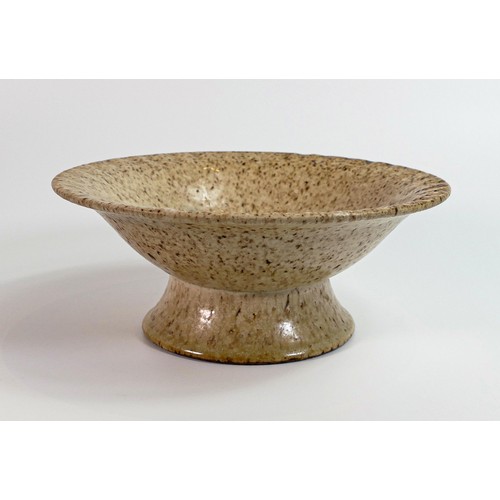 1137 - Royal Doulton unusual stoneware high fired comport with speckled light brown and cream glaze, impres... 