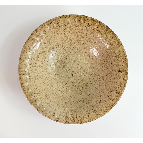 1137 - Royal Doulton unusual stoneware high fired comport with speckled light brown and cream glaze, impres... 