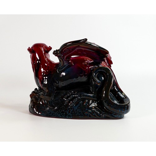 1147 - Royal Doulton Flambe veined model of a dragon. height 19cm, length 28cm.