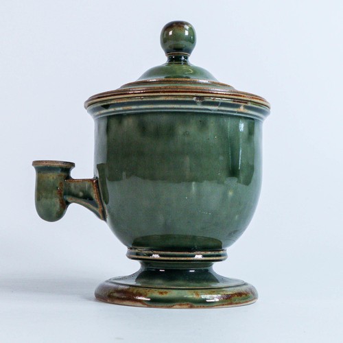 1224 - Doulton Lambeth 19th century Isobath inkwell with complete inner attachments, height 15cm