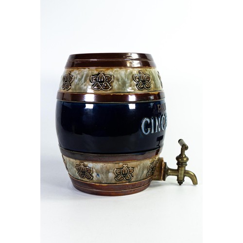 1227 - Royal Doulton Lambeth Stoneware wine barrel advertising Rawlings Ginger Wine, floral decoration c191... 