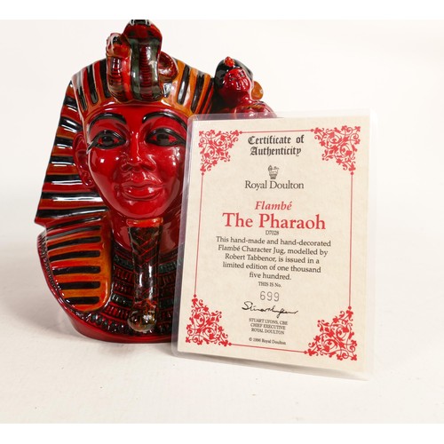 1266 - Royal Doulton large Flambe character jug The Pharaoh D7028 limited edition with certificate.