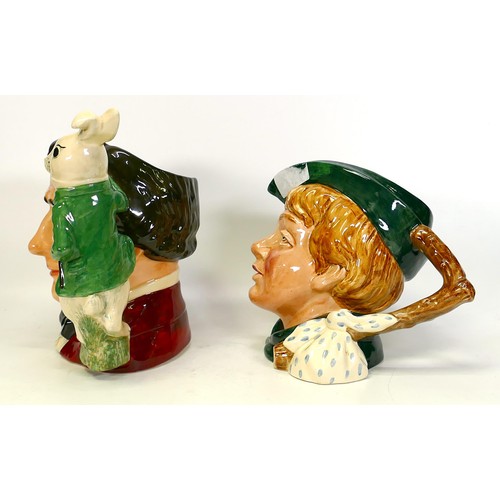 1321 - Royal Doulton large character jug Dick Whittington D6375 & Lewis Carroll D7096 (2)