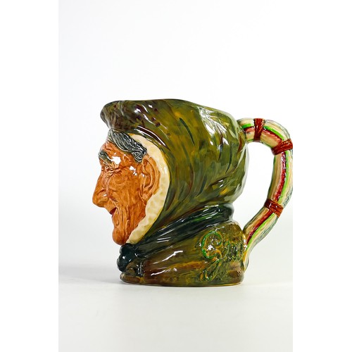 1334 - Royal Doulton rare large character jug Toothless Granny, in unusual green colourway - Hairline crack... 