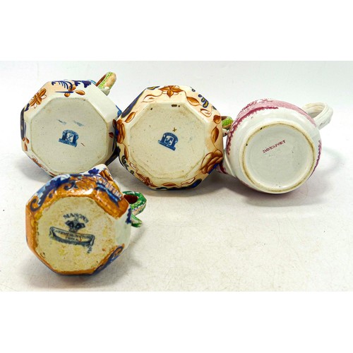 1421 - A collection of 19th century Davenport Stone China including Imari jugs and tea pot, tallest h.15cm.... 