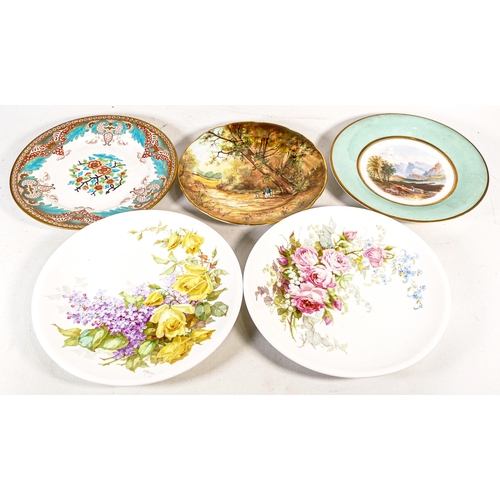 1441 - A collection of 19th century & later floral & gilt decorated wall plates including blanks signed by ... 