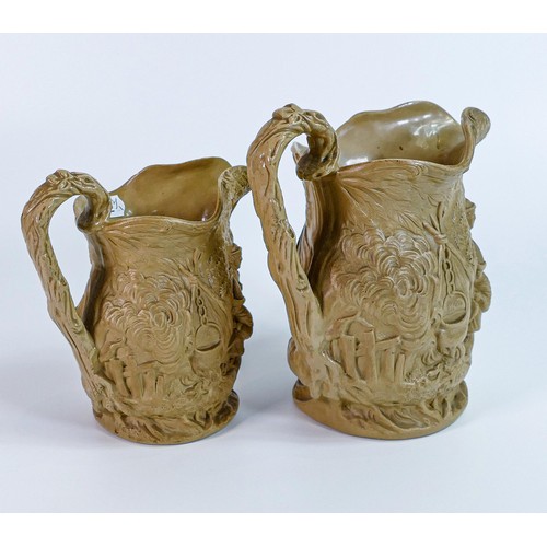 1461 - 19th century Jones & Walley relief moulded 'Gipsy' jugs, height of tallest 18cm (a/f - stress fractu... 