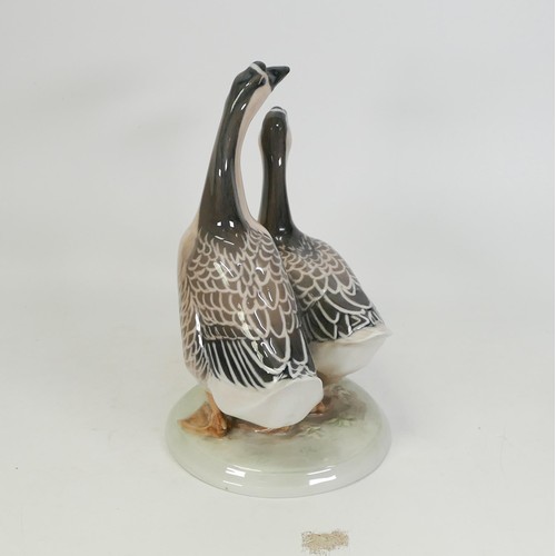 1491 - Royal Copenhagen double Goose figure 2048, height 22cm