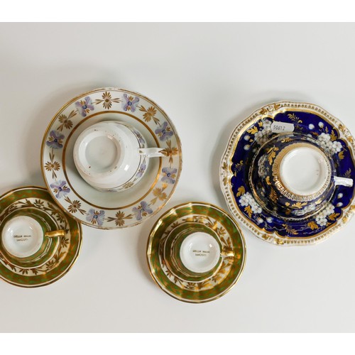 1497 - A collection of 19th century cups & saucers to include unmarked Coalport true trio, Yates pattern 12... 