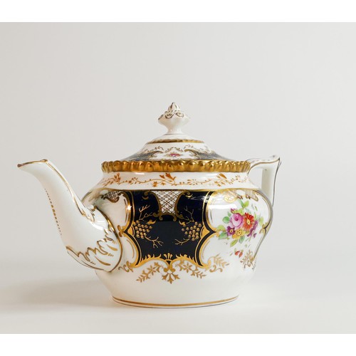 1501 - Coalport Batwing decorated 19th century floral tea pot, height 13cm