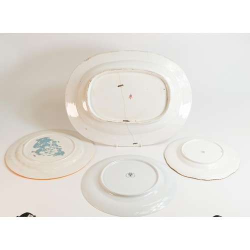 1503 - A collection of early 20th century pottery to include large Derby platter (period staple repairs) Co... 